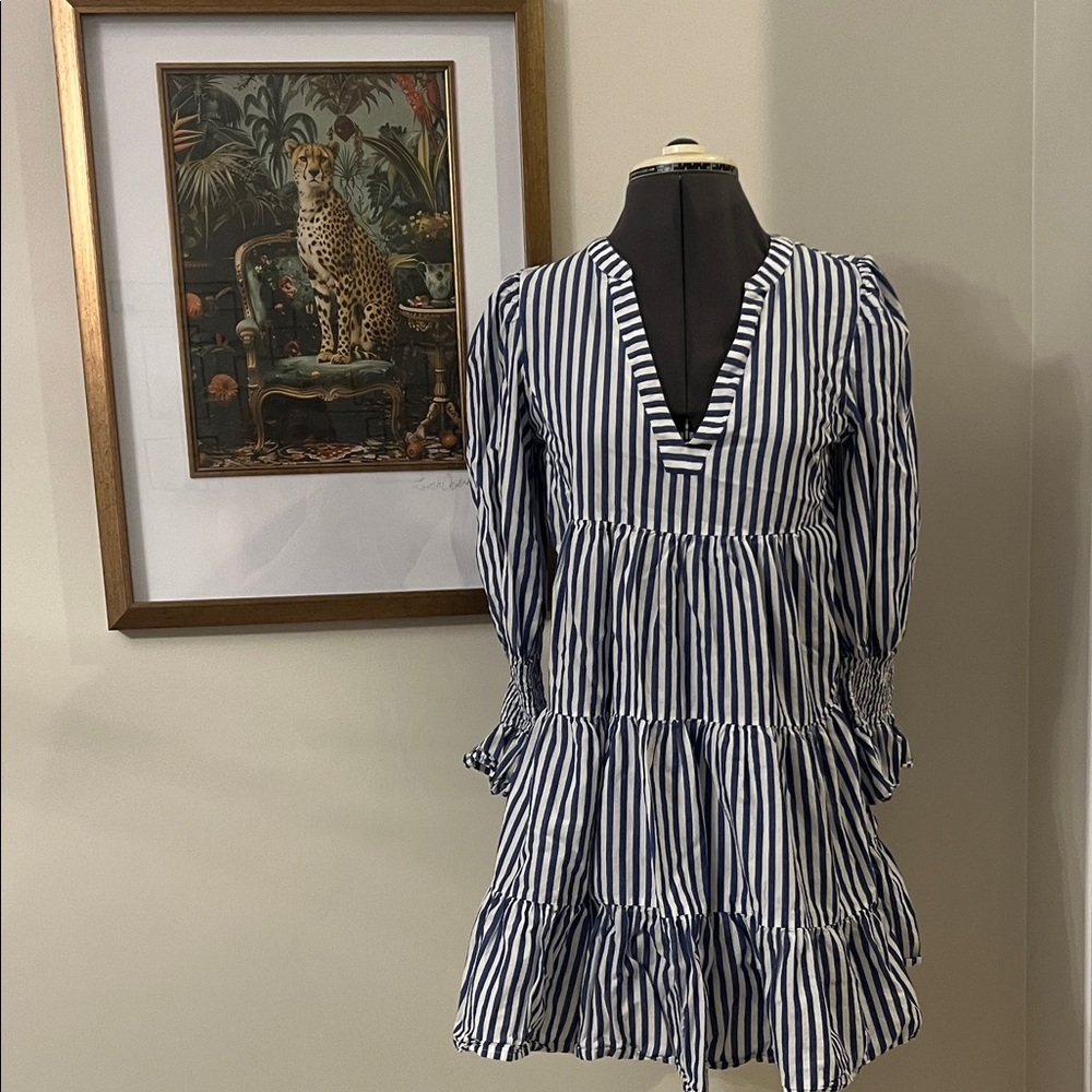 Pomander Place Blue and White Striped Dress